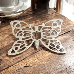 Vintage 1970s Metal Butterfly Footed Trivet Leonard Italy